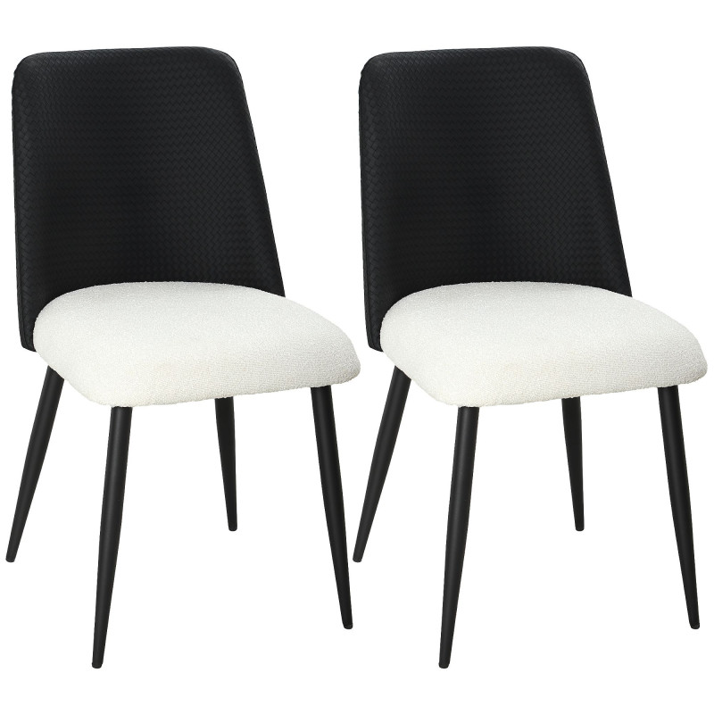 Dining Chairs Upholstered Kitchen Chairs Set of 2 with Steel Legs and Padded Seat for Dining Room, Kitchen, Black