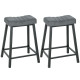 Set of 2 Bar Stools, Velvet Upholstered Counter Stools with Curved Seat and Footrest for Kitchen Island, Grey