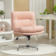 Armless Office Chair, Criss Cross Chair with Adjustable Height & Tilt Function for Home Office, Study, Pink