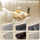 Couch Arm Tray, Clip-On Side Table with 360° Rotating Phone Holder and Removable Cup Holder, Natural