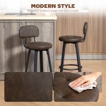 Bar Stools Set of 2, Upholstered Breakfast Bar Chairs with Footrest and Backrest for Kitchen Counter, Brown