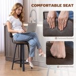 Bar Stools Set of 2, Upholstered Breakfast Bar Chairs with Footrest and Backrest for Kitchen Counter, Brown