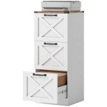 3 Drawer File Cabinet with Silent Slides, Vertical Farmhouse Filing Cabinet Fits Letter/A4 Size Home Office, White