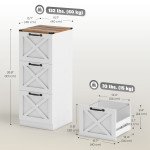 3 Drawer File Cabinet with Silent Slides, Vertical Farmhouse Filing Cabinet Fits Letter/A4 Size Home Office, White