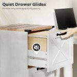 3 Drawer File Cabinet with Silent Slides, Vertical Farmhouse Filing Cabinet Fits Letter/A4 Size Home Office, White