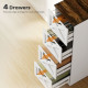 4 Drawer File Cabinet with Silent Slides, Vertical Farmhouse Filing Cabinet Fits Letter/A4 Size Home Office, White
