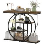 4-Tier Entryway Table with Charging Station LED Lights 39