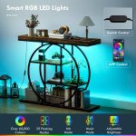 4-Tier Entryway Table with Charging Station LED Lights 39