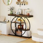4-Tier Entryway Table with Charging Station LED Lights 39