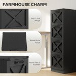 4 Drawer File Cabinet with Silent Slides, Vertical Farmhouse Filing Cabinet Fits Letter/A4 Size Home Office, Black