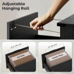 4 Drawer File Cabinet with Silent Slides, Vertical Farmhouse Filing Cabinet Fits Letter/A4 Size Home Office, Black