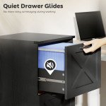4 Drawer File Cabinet with Silent Slides, Vertical Farmhouse Filing Cabinet Fits Letter/A4 Size Home Office, Black