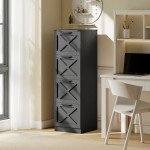 4 Drawer File Cabinet with Silent Slides, Vertical Farmhouse Filing Cabinet Fits Letter/A4 Size Home Office, Black