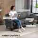 Stylish Midback Double Sofa with Sponge Padding, 2 Seater Sofa Couch, with Rubber Wood Leg, Dark Grey