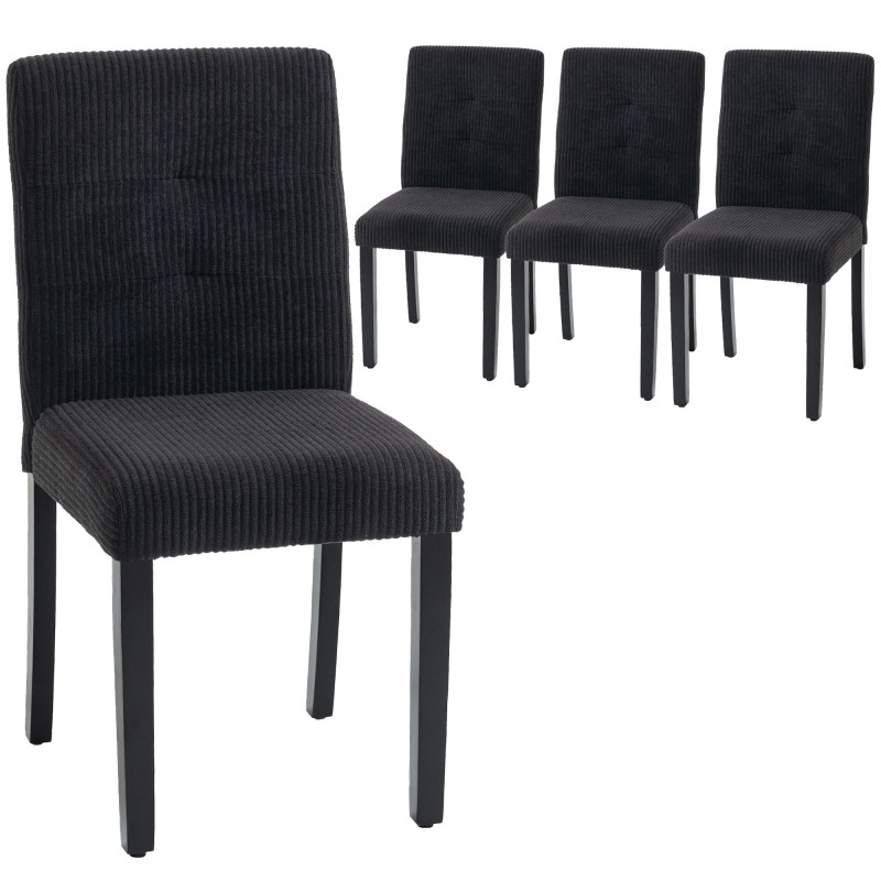 Modern Dining Chairs Set of 4, Kitchen Chairs with Rubberwood Legs and Padded Seat, Black