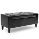 Storage Ottoman Bench, PU Leather Upholstered Bench with Tufted Design, Black