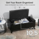 Storage Ottoman Bench, PU Leather Upholstered Bench with Tufted Design, Black