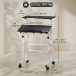 Stand Up Desk, Height & Angle Adjustable Computer Desk with Wheels for Standing or Sitting, Laptop Table, Black