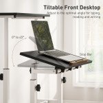 Stand Up Desk, Height & Angle Adjustable Computer Desk with Wheels for Standing or Sitting, Laptop Table, Black