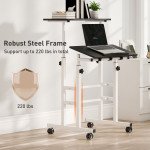 Stand Up Desk, Height & Angle Adjustable Computer Desk with Wheels for Standing or Sitting, Laptop Table, Black