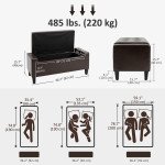 Storage Ottoman Bench, PU Leather Upholstered Bench with Tufted Design, Brown