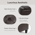 Storage Ottoman Bench, PU Leather Upholstered Bench with Tufted Design, Brown