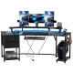 79 inch Gaming Desk with RGB Lights, Computer Table with Power Outlets & USB Ports, Keyboard Tray and 2 Drawers, Black