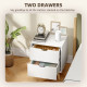 Modern Bedside Table Set of 2, Nightstand with 2 Drawers and Pine Wood Legs for Bedroom, Living Room, White
