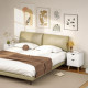 Modern Bedside Table Set of 2, Nightstand with 2 Drawers and Pine Wood Legs for Bedroom, Living Room, White