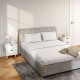 Modern Bedside Table Set of 2, Nightstand with 2 Drawers and Pine Wood Legs for Bedroom, Living Room, White