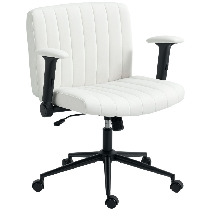 Criss Cross Chair with Flip-up Armrests, Wheels, Wide Office Chair with Adjustable Height, Tilting, Cream White