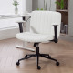 Criss Cross Chair with Flip-up Armrests, Wheels, Wide Office Chair with Adjustable Height, Tilting, Cream White