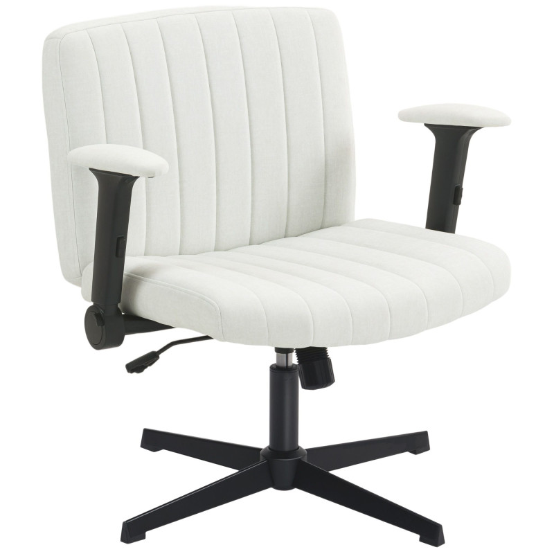 Criss Cross Chair with Flip-up Armrests, Wide Office Chair with Adjustable Height, Tilting, No Wheels, Beige