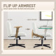 Criss Cross Chair with Flip-up Armrests, Wide Office Chair with Adjustable Height, Tilting, No Wheels, Beige