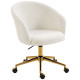 Office Chair, Teddy Fleece Upholstered Vanity Desk Chair, Cream White