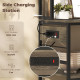 Kitchen Baker's Rack with Power Outlet and LED Light, 5-Tier Coffee Bar Station with 10 Hooks, Grey