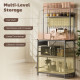 Kitchen Baker's Rack with Power Outlet and LED Light, 5-Tier Coffee Bar Station with 10 Hooks, Grey