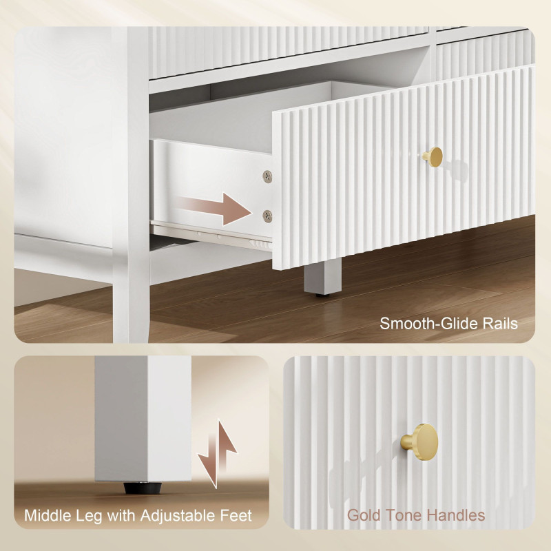 Double Chest of Drawers, Modern 6 Drawer Dresser for Bedroom, Living Room, Hallway, Closet, White