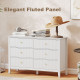 Double Chest of Drawers, Modern 6 Drawer Dresser for Bedroom, Living Room, Hallway, Closet, White