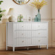 Double Chest of Drawers, Modern 6 Drawer Dresser for Bedroom, Living Room, Hallway, Closet, White