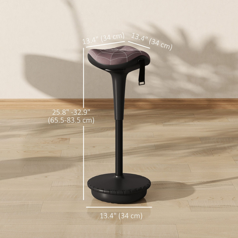 Backless Wobble Stool Chair, Standing Desk Chair, Adjustable Learning Stool for Office Desks, with Rocking Motion, Brown