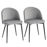Set of 2 Mid-Back Dining Chair, Mid-Back Velvet-touch Upholstery Kitchen Chair for Living Room Dining Room, Dark Blue