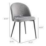 Set of 2 Mid-Back Dining Chair, Mid-Back Velvet-touch Upholstery Kitchen Chair for Living Room Dining Room, Dark Blue