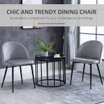 Set of 2 Mid-Back Dining Chair, Mid-Back Velvet-touch Upholstery Kitchen Chair for Living Room Dining Room, Dark Blue