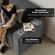 Three Seater Sofa, Fabric 3 Seater Couch with Spring Cushion and Cup Holders for Living Room, Bedroom, Dark Grey
