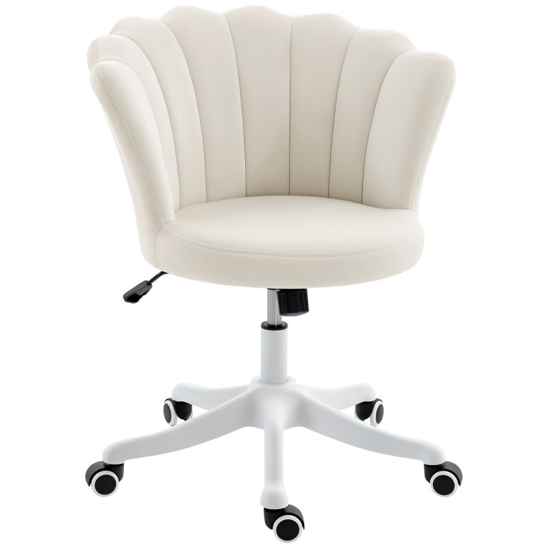Office Chair, Armless Swivel Desk Chair with Adjustable Height, Backrest, Tilt Function for Office, Vanity, Cream