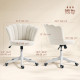Office Chair, Armless Swivel Desk Chair with Adjustable Height, Backrest, Tilt Function for Office, Vanity, Cream