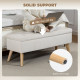 Storage Ottoman with Lid, Velvet Upholstered Storage Bench with Wood Legs for Living Room, Cream White