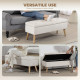 Storage Ottoman with Lid, Velvet Upholstered Storage Bench with Wood Legs for Living Room, Cream White
