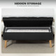 Storage Ottoman with Lid, Velvet Upholstered Storage Bench with Wood Legs for Living Room, Black